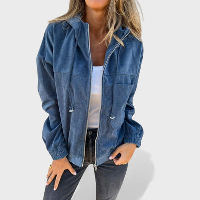 Veronika - Aksamitna kurtka z kapturem i zamkiem