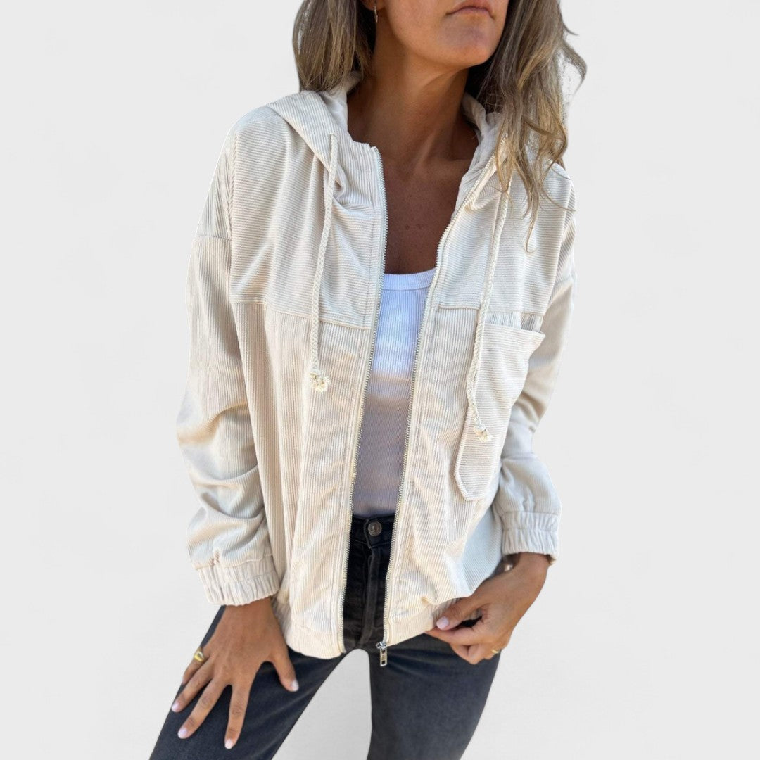 Veronika - Aksamitna kurtka z kapturem i zamkiem