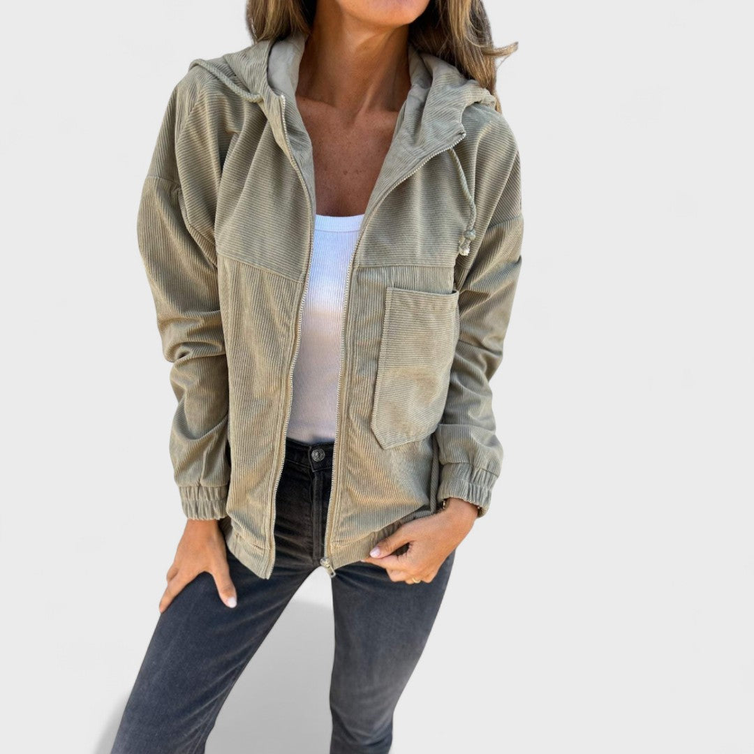 Veronika - Aksamitna kurtka z kapturem i zamkiem