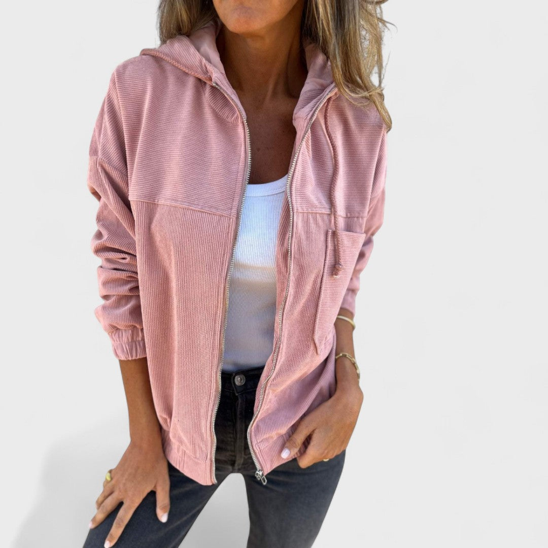 Veronika - Aksamitna kurtka z kapturem i zamkiem