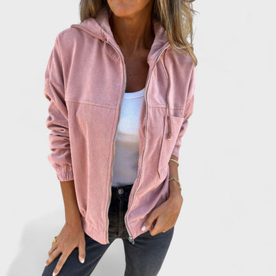 Veronika - Aksamitna kurtka z kapturem i zamkiem