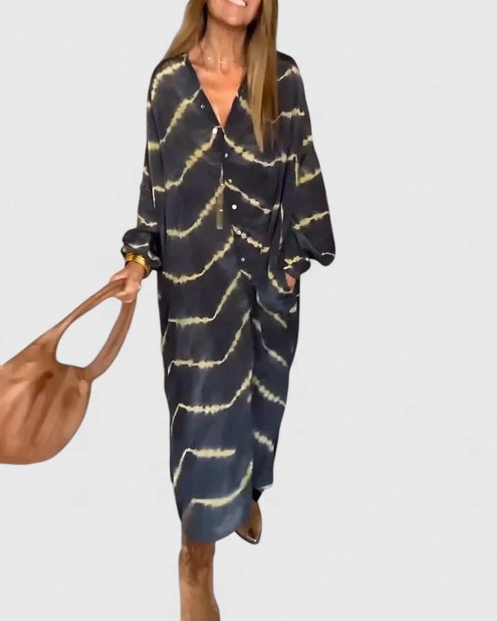 Amelie™ | Elegancka Boho Pasiasta Maxi Sukienka