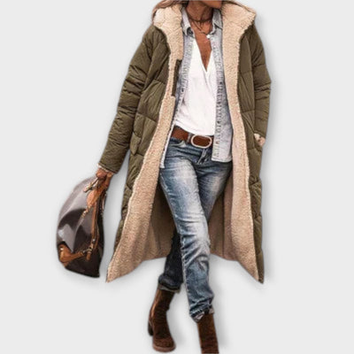 Kora - Ciepły płaszcz z futrzaną podszewką