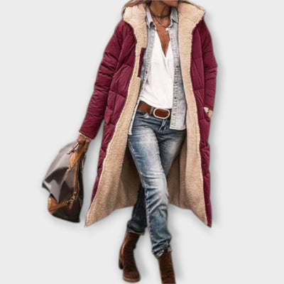 Kora - Ciepły płaszcz z futrzaną podszewką