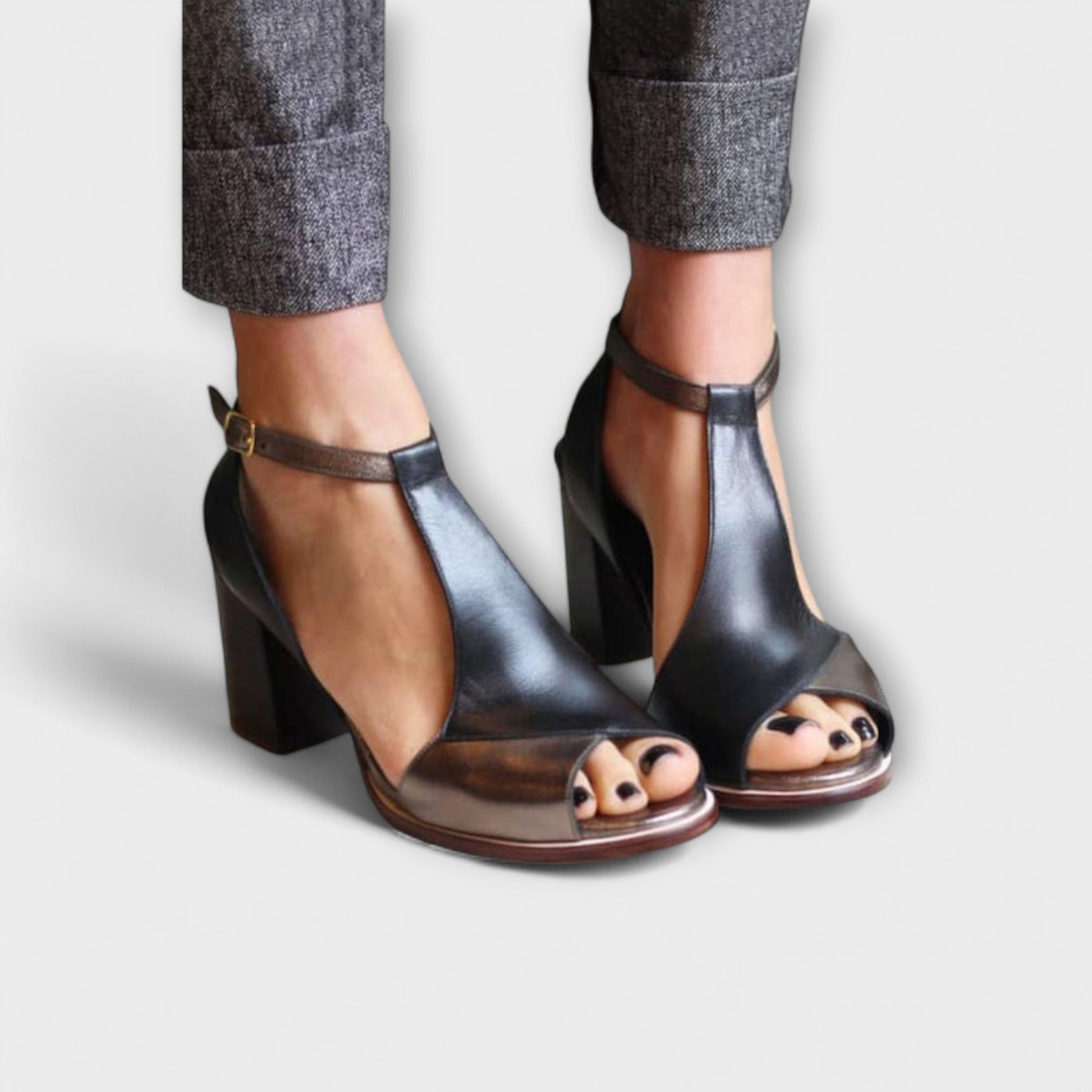 Karolína Sofistykowane Skórzane Sandały Na Obcasie