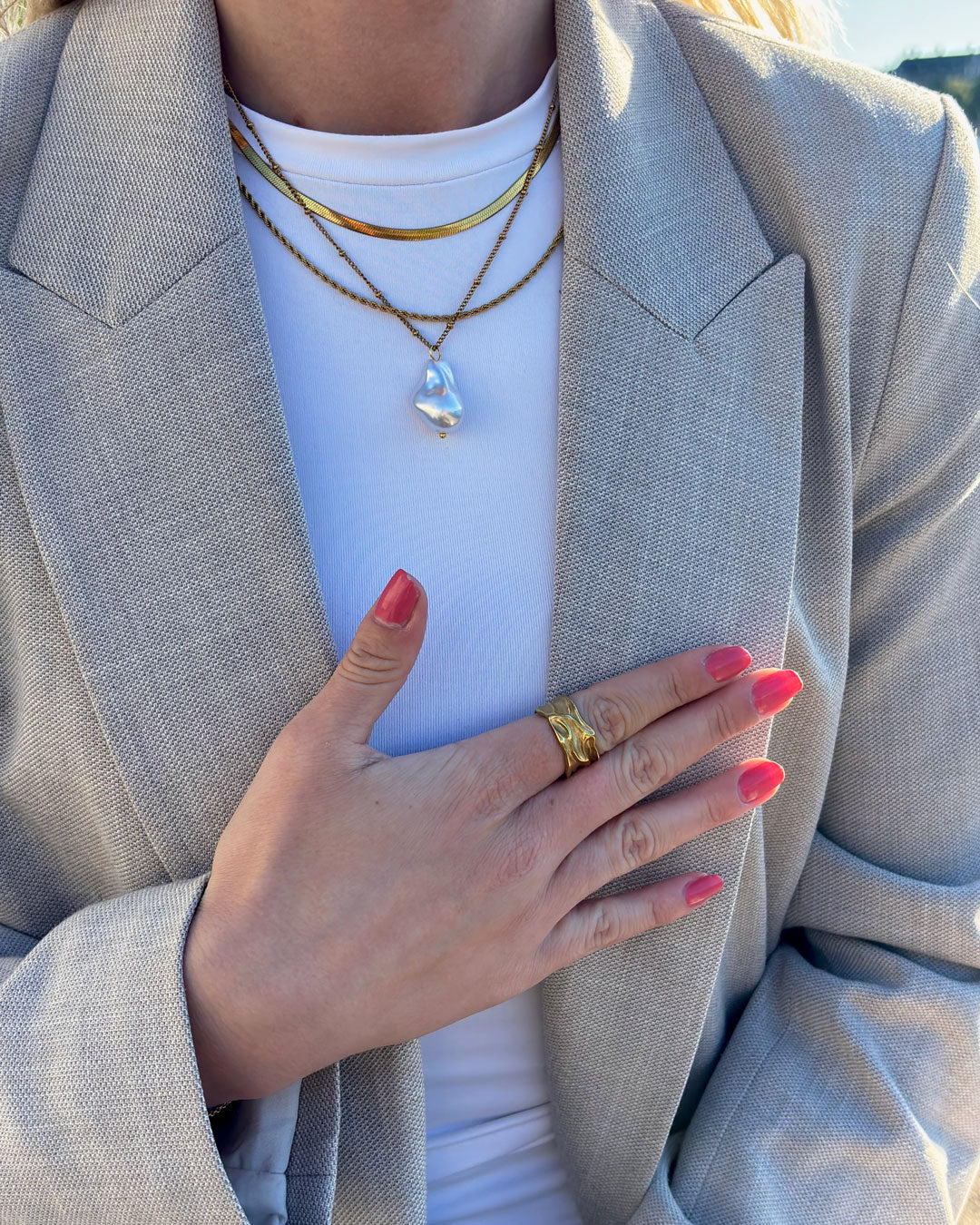 Jaylinette | Duży Pierścionek 18K Złota