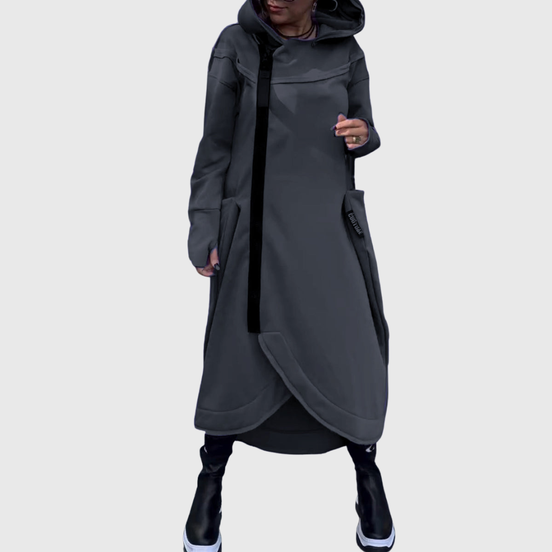 Adriana – Stylowa asymetryczna kurtka z kapturem