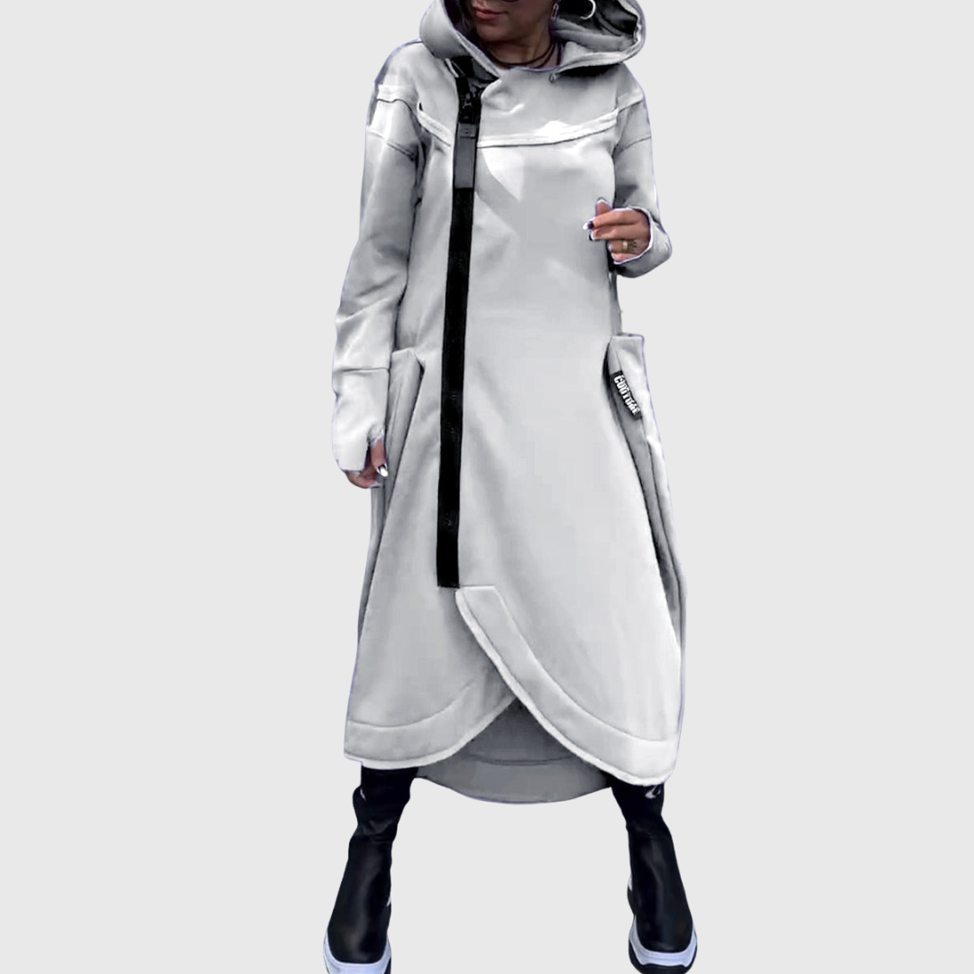 Adriana – Stylowa asymetryczna kurtka z kapturem