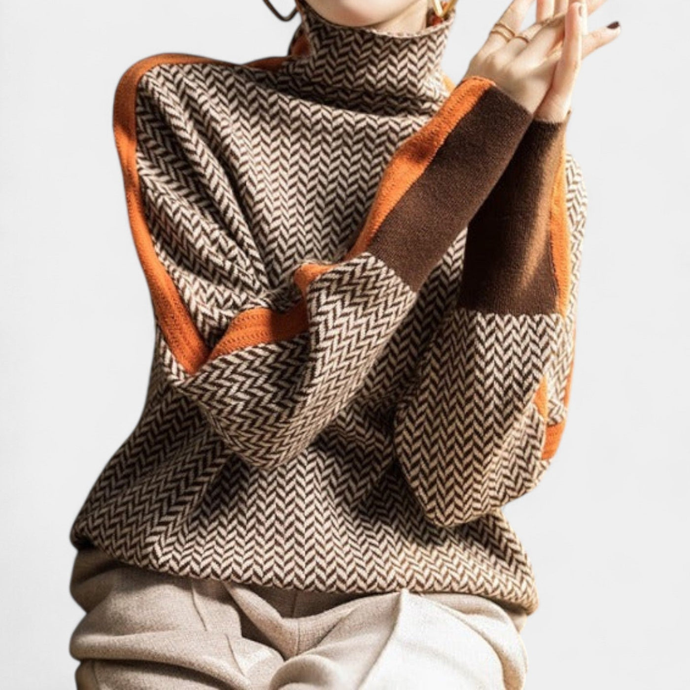 Eleanor – Elegancki sweter z golfem o nowoczesnym wzorze