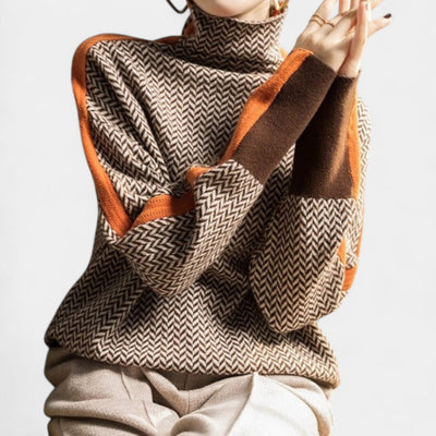 Eleanor – Elegancki sweter z golfem o nowoczesnym wzorze