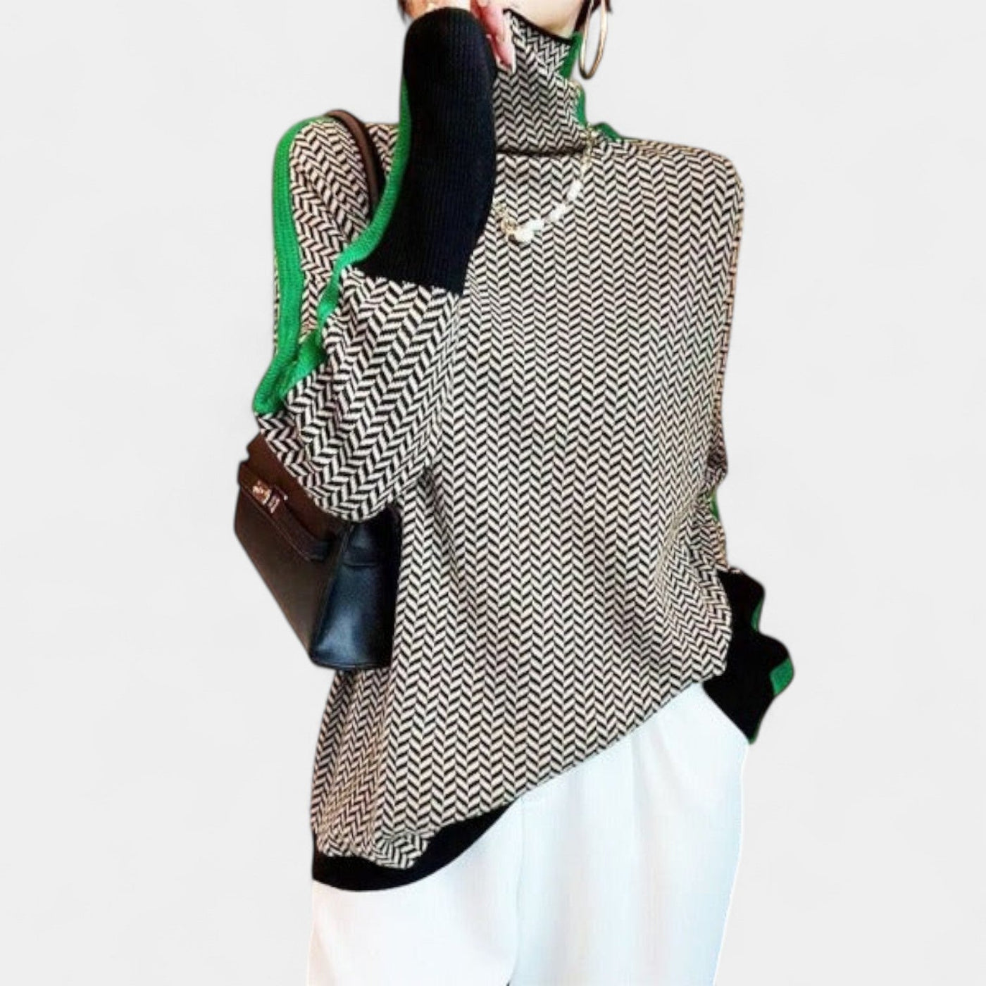 Eleanor – Elegancki sweter z golfem o nowoczesnym wzorze