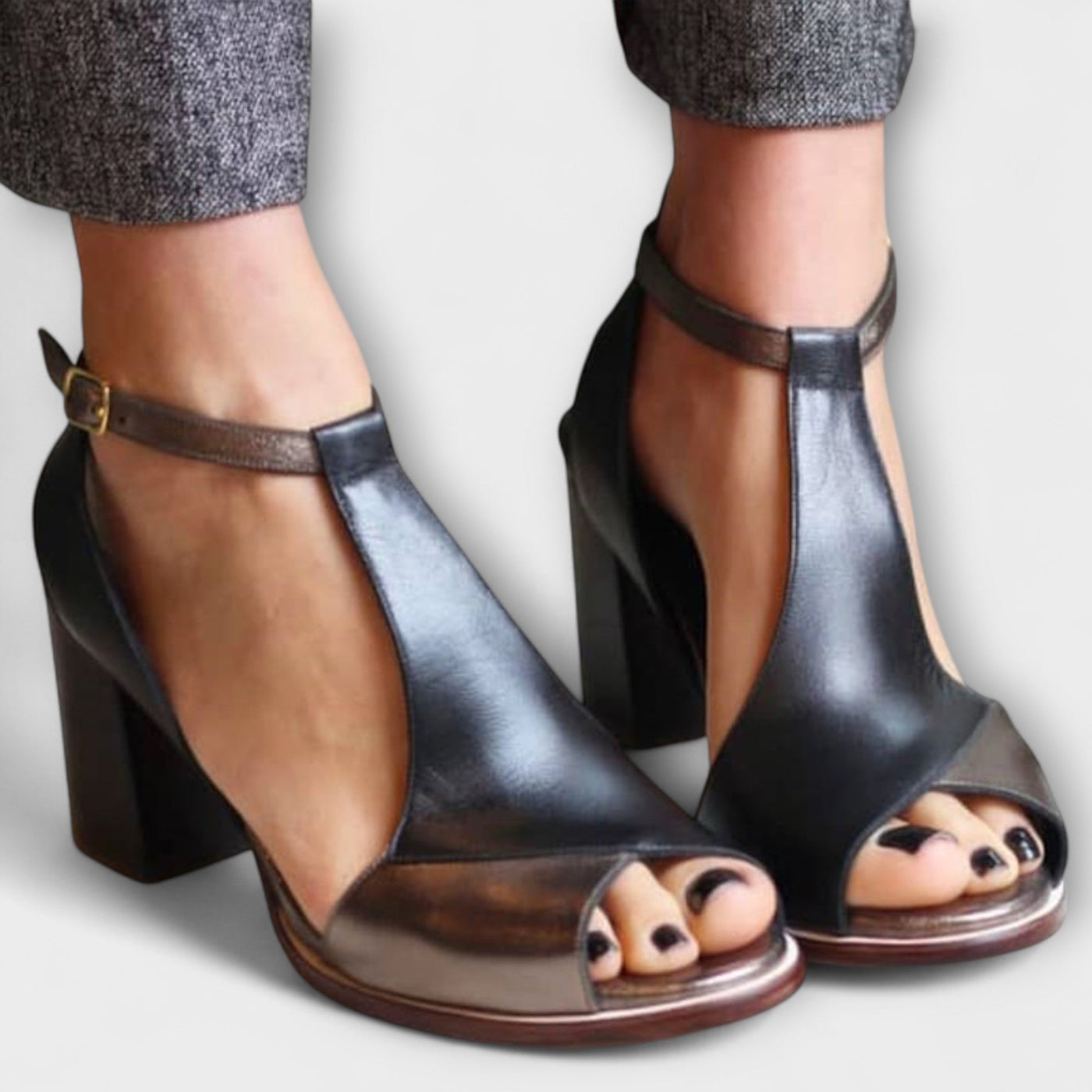 Karolína Sofistykowane Skórzane Sandały Na Obcasie