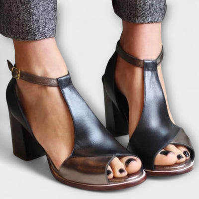 Karolína Sofistykowane Skórzane Sandały Na Obcasie